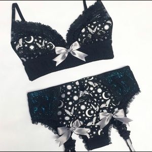 Three Piece Lingerie Set with Bats